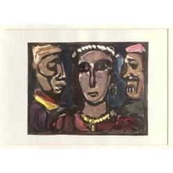 GEORGES ROUAULT (1871 - 1958) 3 Köpfe, Holzschnitt, mehrfarbig koloriert. Plattengröße 15,3...