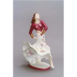 ROYAL DUX, Tschechien Figur, Porzellan. Unterglasurbemalung in Violett, Aufglasurbemalung i...