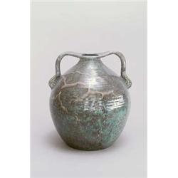 OTTO MEIER, Worpswede Vase, Keramik. Brauner Scherben, braun und türkisgrün gesprenkelte Gl...