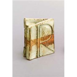 ALEXANDER STURM, Wien Vase, graues Steinzeug. Überlaufglasur in mehrtonig Grün und Braun, W...