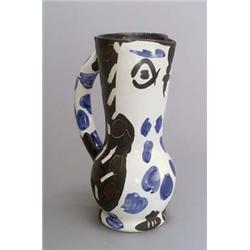 GEORGES RAMIÉ, Madoura Pablo Picasso Krug Eule, Keramik. Heller Scherben, farbige Matt-...