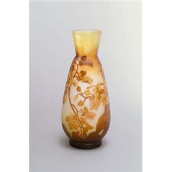 EMILE GALLE, Nancy Vase, farbloses Glas mit gelben und orangebraunen Pulvereinschmelzungen,...