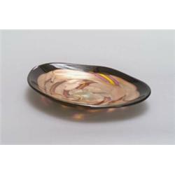 AVEM, Murano Anzolo Fuga Schale, farbloses Glas. Annähernd spiralig angeordnete Felder a...