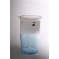 ALFREDO BARBINI, Murano Vase, farbloses Glas. In der unteren Hälfte blauer Innenüberfang, i...