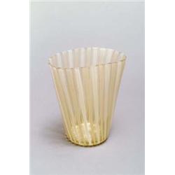 BAROVIER & TOSO, Murano Ercole Barovier Vase, Ovalizzata- Canne, farbloses Glas. vertika...
