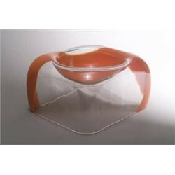ERCOLE MORETTI, Murano Schale, farbloses Glas, partiell aufgeschmolzenes Glasband in Orange...