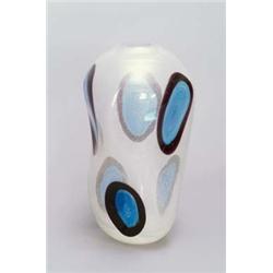 MURANO Vase, farbloses Glas. Gefäßkorpus mit Silberfolieneinschlüssen, auf der Wandung Aufs...
