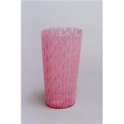 VENINI & C., MURANO Vase, farbloses Glas. Wandung aus vertikal angeordneten und miteinander...