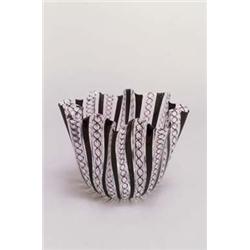 VENINI & C., MURANO Fulvio Bianconi Vase Fazzoletto, farbloses Glas. Zanfirico-Dekor von...