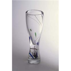 KOSTA-BODA AB, Boda / Schweden Vicke Lindstrand Vase Abstracta, farbloses dickwandiges G...