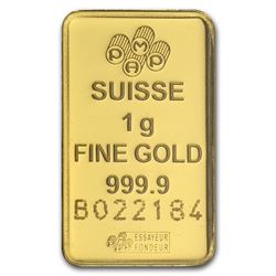 1 Gram .9999 Pure Gold Suisse Bar