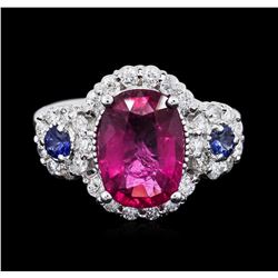 14KT White Gold 2.62ct Tourmaline, Sapphire and Diamond Ring