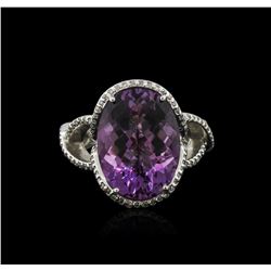 14KT White Gold 10.80ct Amethyst and Diamond Ring