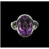 Image 1 : 14KT White Gold 10.80ct Amethyst and Diamond Ring