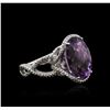 Image 2 : 14KT White Gold 10.80ct Amethyst and Diamond Ring