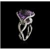 Image 3 : 14KT White Gold 10.80ct Amethyst and Diamond Ring