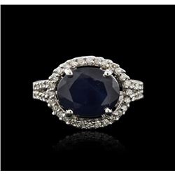 14KT White Gold 4.65ct Sapphire and Diamond Ring