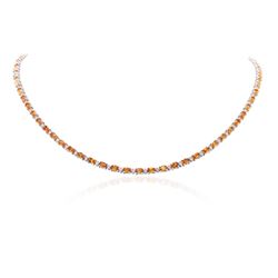 14KT White Gold 14.30ctw Orange Sapphire and Diamond Necklace