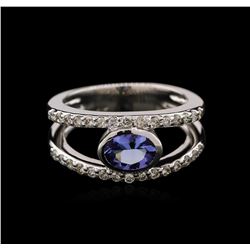 0.74ct Tanzanite and Diamond Ring - 14KT White Gold