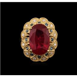 10.45ct Ruby and Diamond Ring - 14KT Yellow Gold