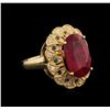 Image 2 : 10.45ct Ruby and Diamond Ring - 14KT Yellow Gold