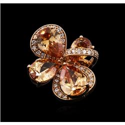 14KT Rose Gold 11.22ctw Citrine and Diamond Ring