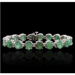 14KT White Gold 20.90ctw Emerald and Diamond Bracelet