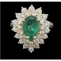 14KT Yellow Gold 1.95ct Emerald and Diamond Ring