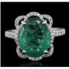 14KT White Gold 4.53ct Emerald and Diamond Ring