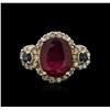 Image 1 : 14KT Yellow Gold 5.02ct Ruby, Sapphire and Diamond Ring