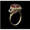 Image 3 : 14KT Yellow Gold 5.02ct Ruby, Sapphire and Diamond Ring