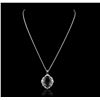Image 1 : 14KT White Gold 21.43ct Blue Topaz and Diamond Pendant With Chain