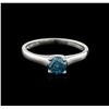 Image 1 : 14KT White Gold 0.62ct Round Cut Fancy Blue Diamond Solitaire Ring