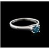 Image 2 : 14KT White Gold 0.62ct Round Cut Fancy Blue Diamond Solitaire Ring