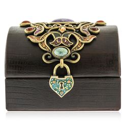 Jay Strongwater Jeweled Leather Treasure Chest