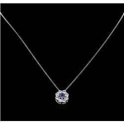 1.20ctw Blue and White Sapphire Pendant With Chain - 14KT White Gold