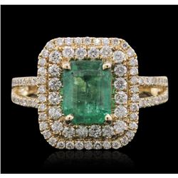 14KT Yellow Gold 1.26ct Emerald and Diamond Ring