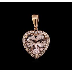 14KT Rose Gold 2.71ct Morganite and Diamond Pendant