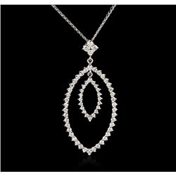 14KT White Gold 1.00ctw Diamond Pendant With Chain