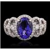 Image 1 : 18KT White Gold 2.15ct Tanzanite and Diamond Ring