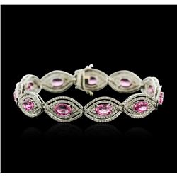 14KT White Gold 9.87ctw Pink Sapphire and Diamond Bracelet