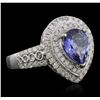 Image 2 : 14KT White Gold 1.56ct Tanzanite and Diamond Ring