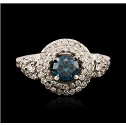 14KT White Gold 0.98ctw Blue Diamond Ring