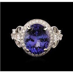 14KT White Gold 6.59ct Tanzanite and Diamond Ring