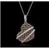 Image 2 : 14KT White Gold 0.13ctw Diamond Pendant With Chain