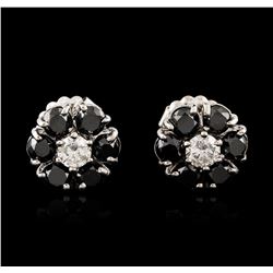 14KT White Gold 3.32ctw Black and White Diamond Earrings