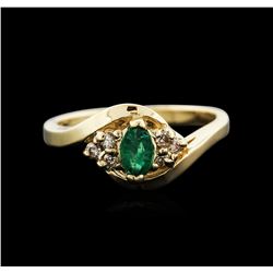 14KT Yellow Gold 0.38ct Emerald and Diamond Ring