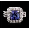 Image 1 : 14KT White Gold 2.93ct Tanzanite and Diamond Ring