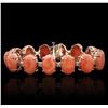 Image 1 : 14KT Rose Gold 24.36ctw Coral and Diamond Bracelet