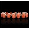 Image 2 : 14KT Rose Gold 24.36ctw Coral and Diamond Bracelet